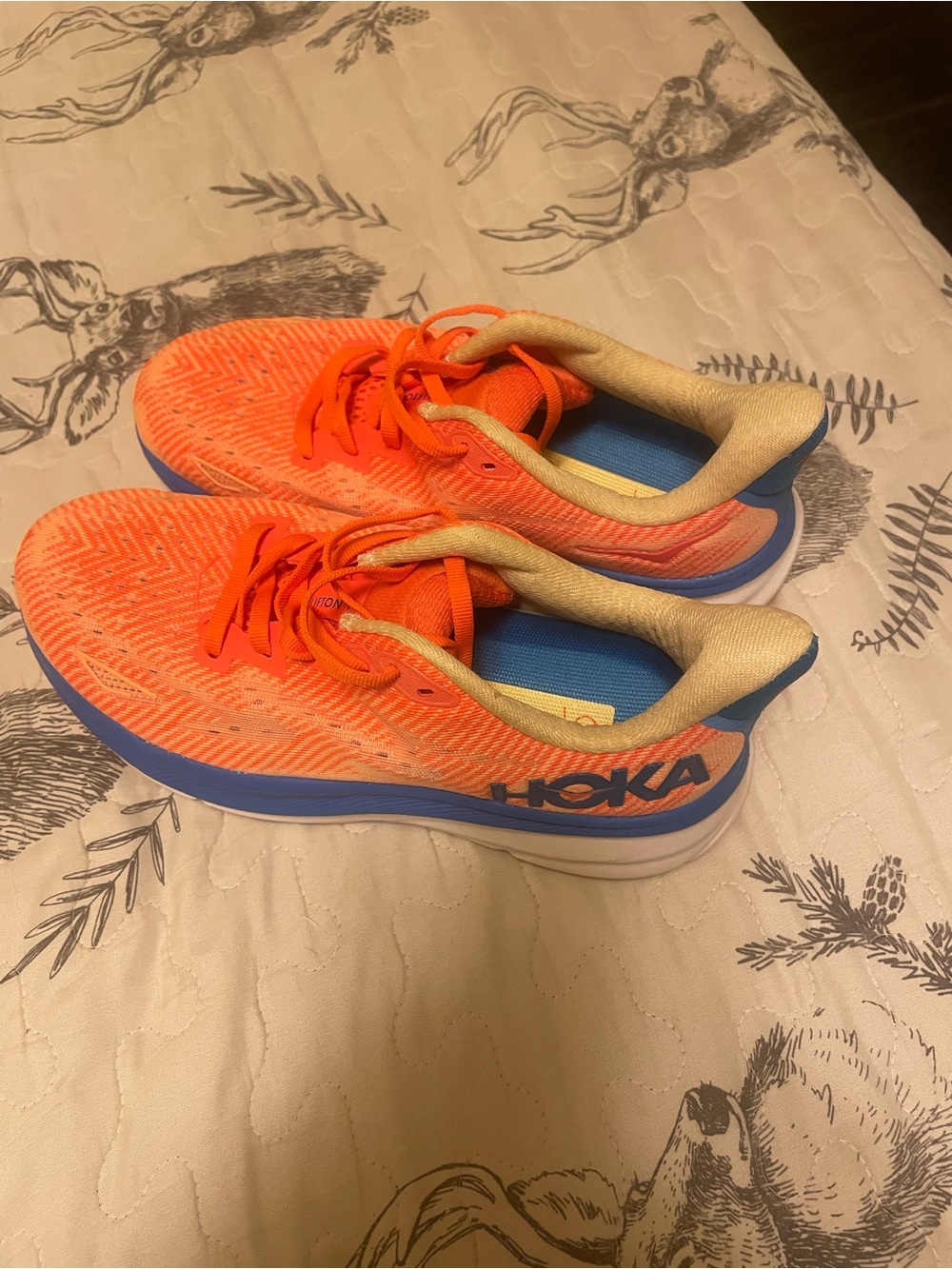 Hoka Neon Orange and Blue Women's Running Sneakers size 7/38